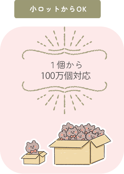 小ロットからOK 1個から100万個対応